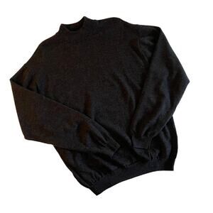 Pronto -‎ Uomo Mock Neck Charcoal Gray Wool Sweater Size X-Large